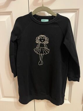 Mini P Black Sweatshirt Dress with Ballerina Graphic 4T